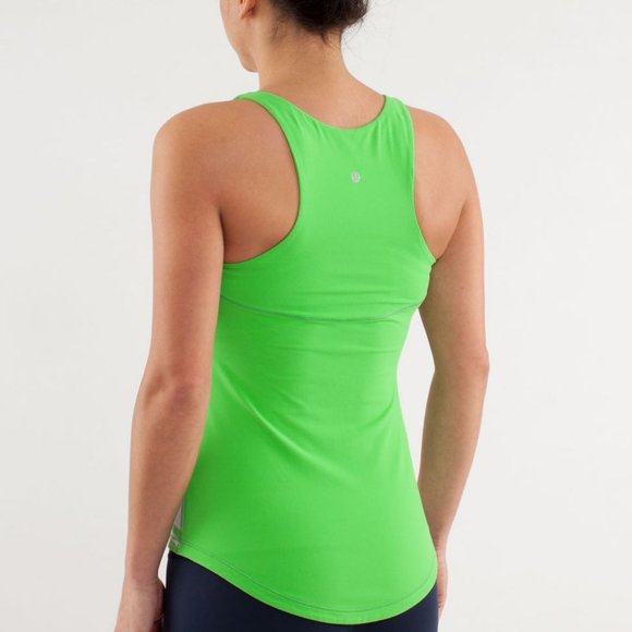 Lululemon Run: First Base Tank (super soft rulu!) green & white striped tank top - Picture 2 of 7